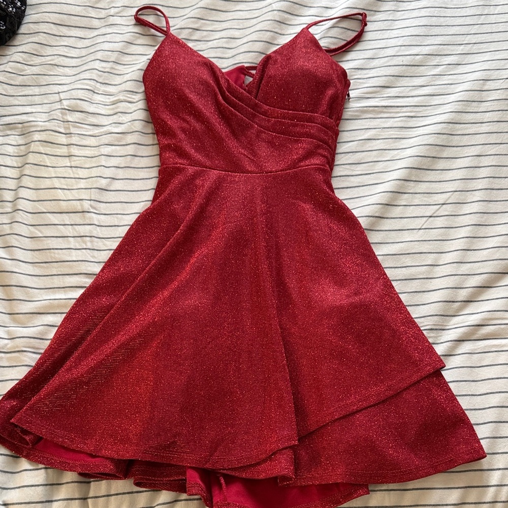 Sparkling Red Dress with Spaghetti Straps